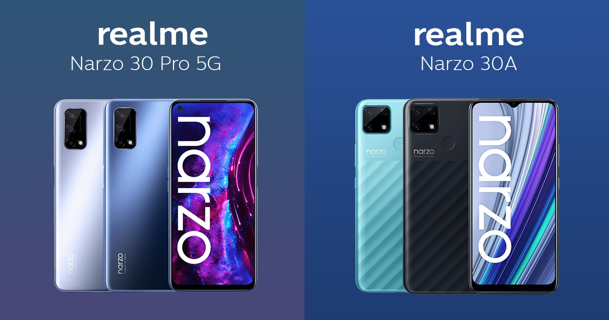 realme Narzo 30 Pro 5G and realme Narzo 30A cheap mobile phones.